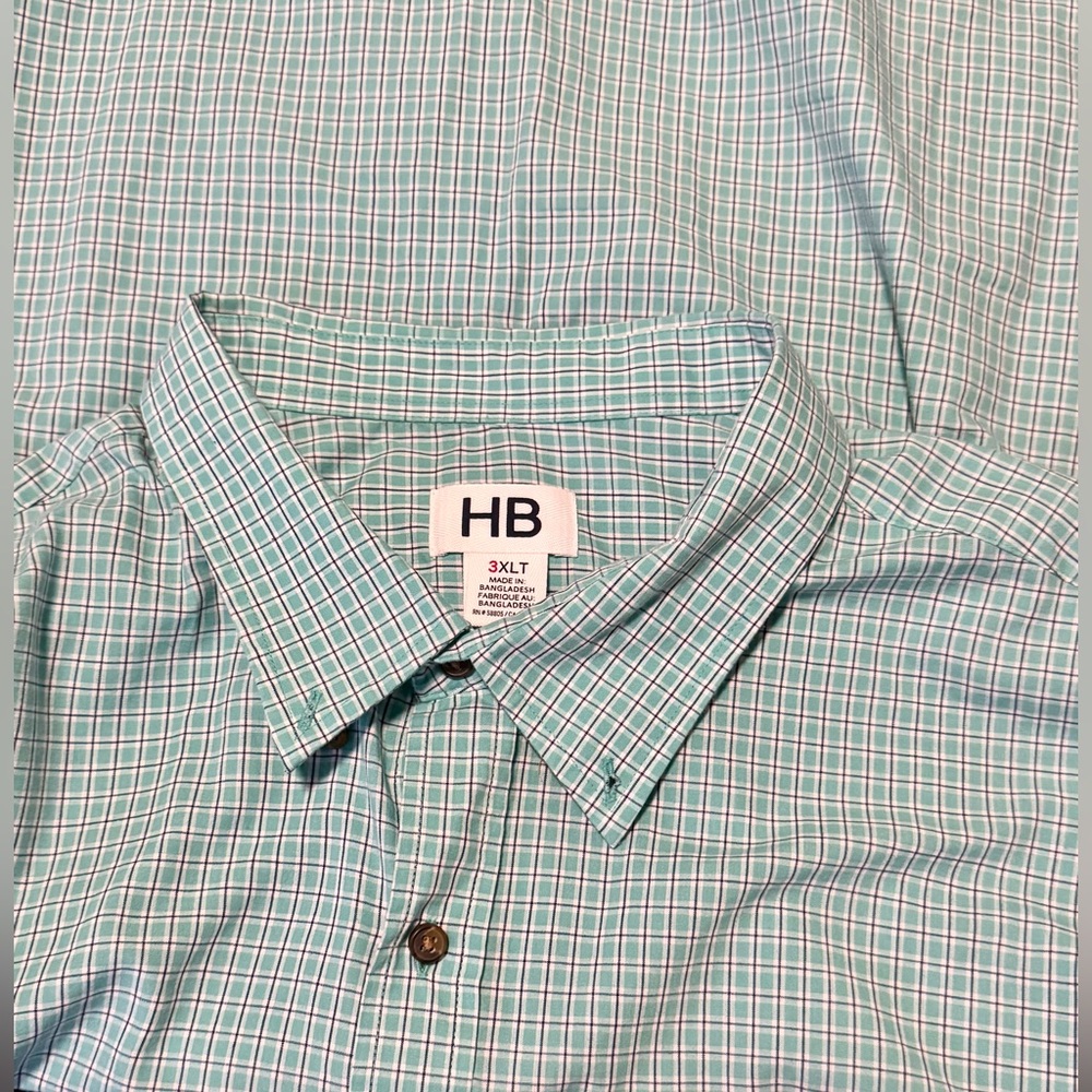 Harbor Bay Men's Plaid (Green) Short Sleeve ButtonUp (3XLT)